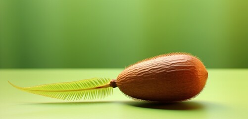 A fresh salak, side-angle, realistic in Agfa Vista 400 style, against a light green background,...