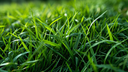 Realistic Perfect Green Grass Texture with Even Length and Unfocused Background