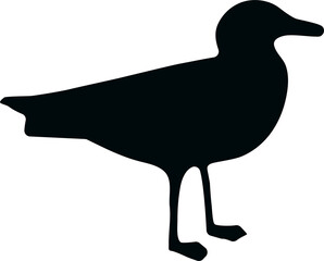 Black silhouette of a seagull on a transparent background.