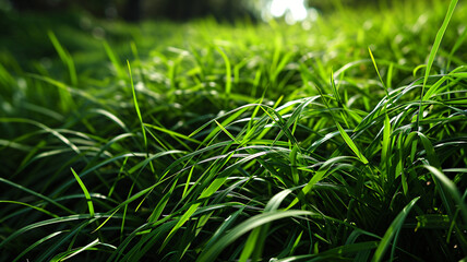 Obraz premium Realistic Perfect Green Grass Texture with Even Length and Unfocused Background