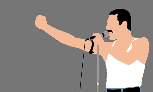 Rock Singer During Concert Minimalist Illustration