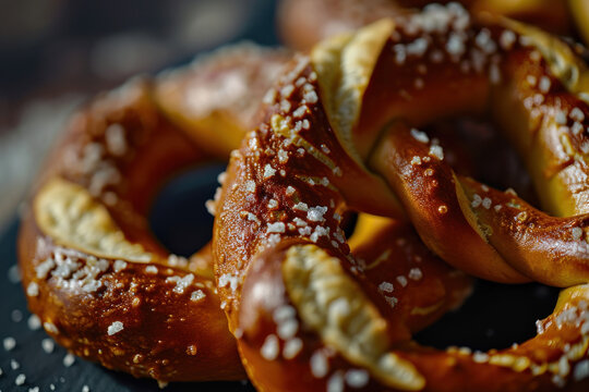 Warm Pretzel macro shot made with generative AI technology 