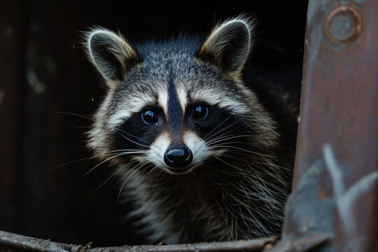 Raccoon in the trash made with generative AI technology 