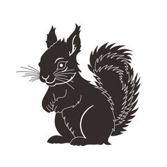 Squirrel silhouette vector style with transparent background