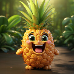 3d cartoon cute pineapple