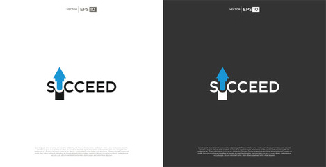 letter SUCCEED wordmark logo typography. A logo representing the synergy of success, where various elements come together harmoniously to create a pow