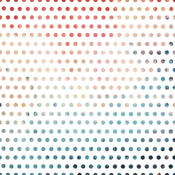 Grunge Textured Polka Dot Pattern, Red Teal Blue Grunge Textured Circle Dot Patterns
