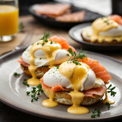 Eggs Benedict - Smoked Salmon & Luxurious Hollandaise Sauce