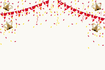 Denmark flag bunting coronation king with confetti  ribbon crown background frame border banner for decoration celebration parade ceremony party vector illustration - obrazy, fototapety, plakaty