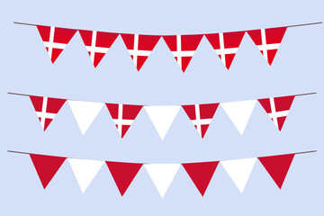 Denmark flag bunting garland for decoration isolated element vector illustration