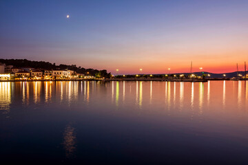 Panoramic view of the famous coastal town of Pylos. It is one of the most popular tourist destinations in Peloponnese.