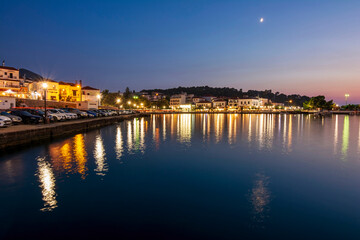 Fototapeta na wymiar Panoramic view of the famous coastal town of Pylos. It is one of the most popular tourist destinations in Peloponnese.
