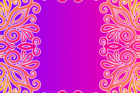 Luxurious frame vector design with aesthetic batik ethnic dayak flowers line art pattern