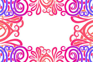 Luxurious frame vector design with aesthetic batik ethnic dayak flowers line art pattern