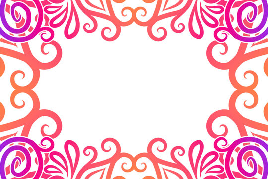 Luxurious frame vector design with aesthetic batik ethnic dayak flowers line art pattern