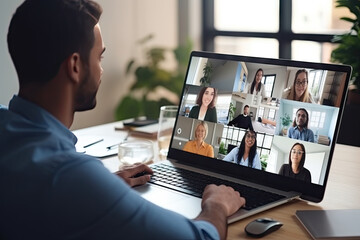 Man Participating in a Virtual Meeting with Remote Team Members