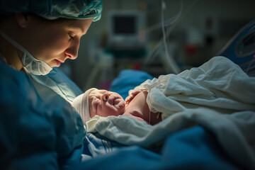 baby born via c-section - obrazy, fototapety, plakaty