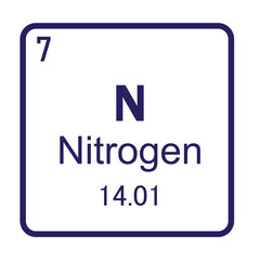 Nitrogen chemical element symbol ,Vector Image Illustration Isolated On White Background