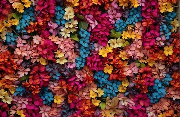 Fototapeta na wymiar colorful flowers background. A Mesmerizing Pattern of Multicolor Small Flowers