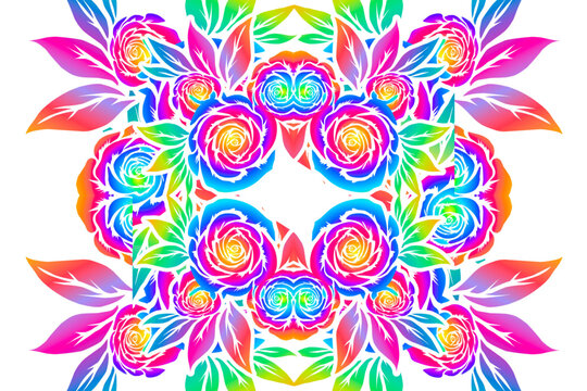 Beautiful red rose roses flowers frame art pattern design background for wedding invitation