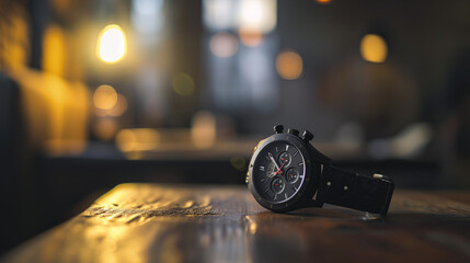 Wristwatch on a table to represent time management 