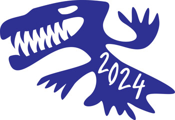 Flying dragon with big teeth. Symbol of 2024. Chinese New Year, horoscope. Vector graphics.