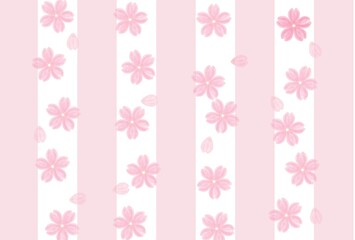 ピンクのストライプ背景と桜
