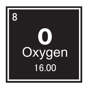 Oxygen chemical element symbol ,Vector Image Illustration Isolated On White Background