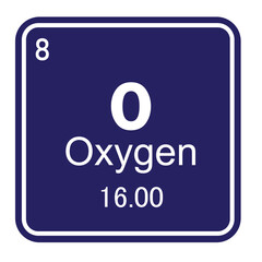 Oxygen Chemical Element Symbol Vector Image Illustration Pictogram On White Background	