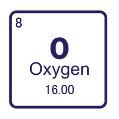 Oxygen chemical element symbol ,Vector Image Illustration Isolated On White Background