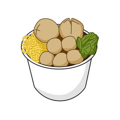 Meatball cartoon illustration. Makanan terkenal Indonesia