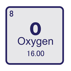 Oxygen chemical element symbol ,Vector Image Illustration Isolated On White Background