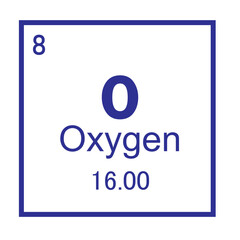Oxygen chemical element symbol ,Vector Image Illustration Isolated On White Background