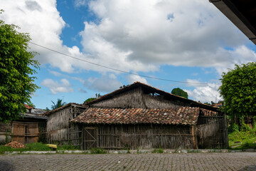 Facade of a brickworks with wooden walls in Maragogipinho, city of Aratuipe in Bahia.
