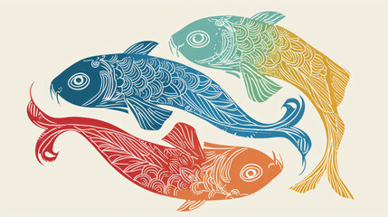Aquatic Whimsy: Entwined Fish in Ocean Hues