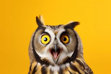 Foto op Canvas an owl with a surprised expression © Salawati