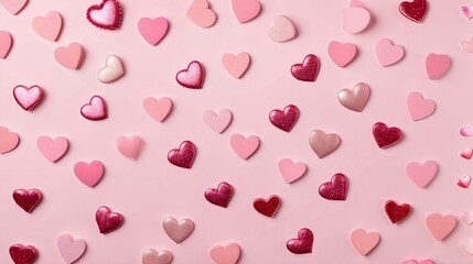 pattern with hearts on a pink background, valentines day banner