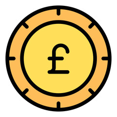 British Pound Colored Outline Icon Design Vector