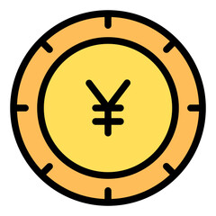 Chinese Yuan Colored Outline Icon Design Vector
