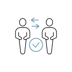 Obraz premium Mutual respect concept line icon. Simple element illustration. Mutual respect concept outline symbol design.