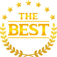 BESTの文字と月桂樹の金色のマーク