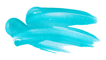 Shiny light blue brush watercolor painting isolated on transparent background. watercolor png