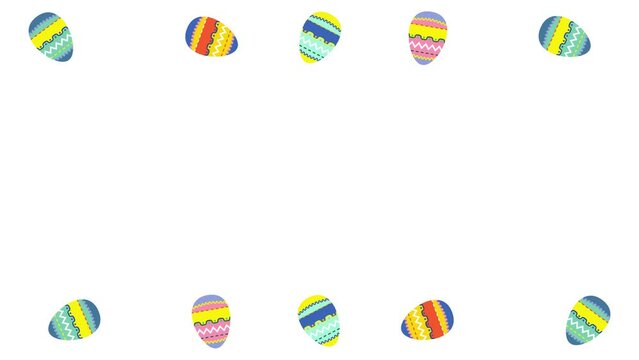 Happy easter animation with white background style fall and hanging on a rope banner Easter eggs hunt 4k