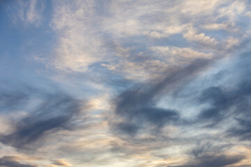 Idyllic sky with clouds in 50 shades of gray