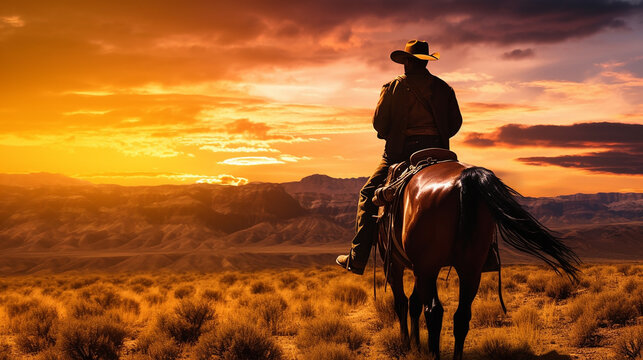Black cowboy on a horse - Powered by Adobe