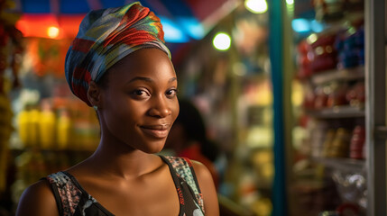 African woman at a market 