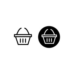 Shopping cart icon. Suitable for shopping, e-commerce, and store themes. With editable line style and black fill.