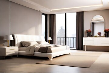 Fototapeta na wymiar simple bedrooms interior white background image 