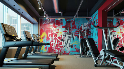 Crimson Gym Mural: Artistic Strength