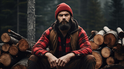 Obraz premium Bearded man. Lumberjack close up portrait